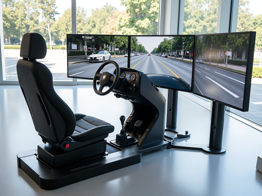 道路考试场景，学员正在驾驶考试车辆，教练坐在副驾驶位置观察